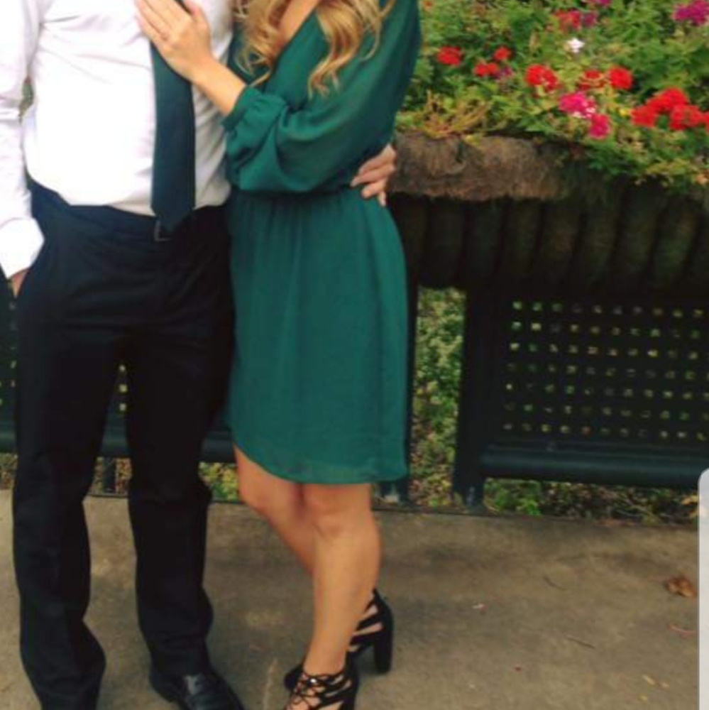 Express Long Sleeve Green Dress